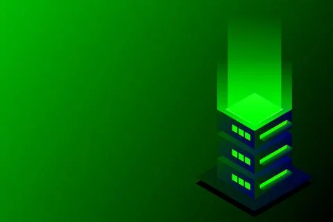 Datacenter isometric vector illustration. Abstract 3d hosting server or data  스톡 일러스트