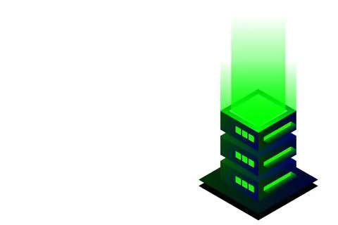 Datacenter isometric vector illustration. Abstract 3d hosting server or data  イラスト素材
