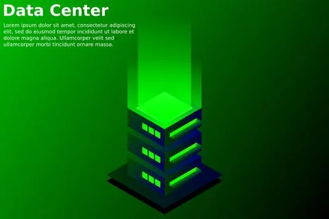 Datacenter isometric vector illustration. Abstract 3d hosting server or data  Stock Illustration