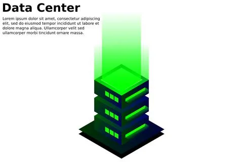 Datacenter isometric vector illustration. Abstract 3d hosting server or data  Stockillustratie