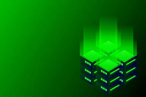 Datacenter isometric vector illustration. Abstract 3d hosting server or data  イラスト素材