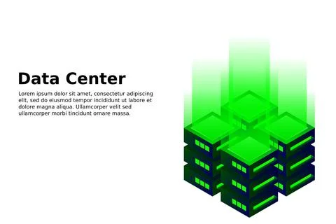 Datacenter isometric vector illustration. Abstract 3d hosting server or data  스톡 일러스트
