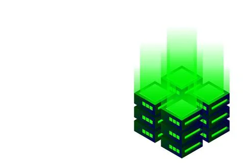 Datacenter isometric vector illustration. Abstract 3d hosting server or data  Stockillustratie