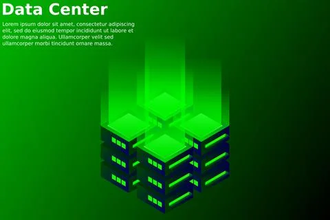 Datacenter isometric vector illustration. Abstract 3d hosting server or data  Stock Illustration