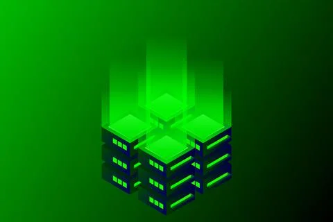 Datacenter isometric vector illustration. Abstract 3d hosting server or data  Stock Illustration