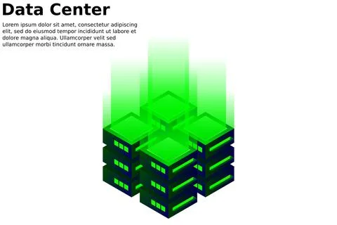 Datacenter isometric vector illustration. Abstract 3d hosting server or data  Stockillustratie