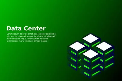 Datacenter isometric vector illustration. Abstract 3d hosting server or data  Stockillustratie