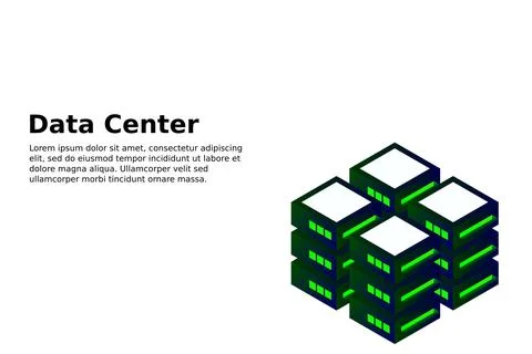 Datacenter isometric vector illustration. Abstract 3d hosting server or data  Stock Illustration