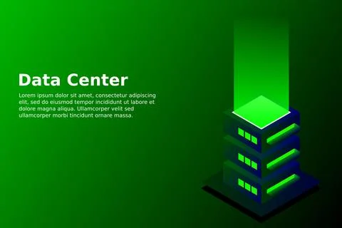Datacenter isometric vector illustration. Abstract 3d hosting server or data  Stock Illustration