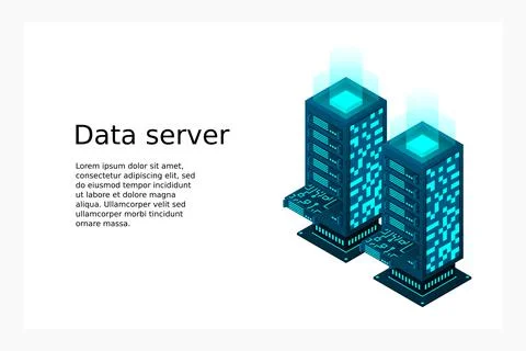 Datacenter isometric vector illustration. Abstract 3d hosting server or data  Stock Illustration