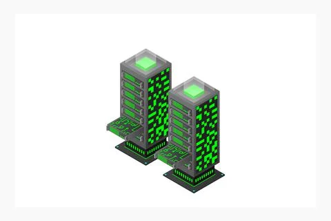 Datacenter isometric vector illustration. Abstract 3d hosting server or data  Stock Illustration