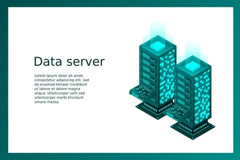 Datacenter isometric vector illustration. Abstract 3d hosting server or data  Stock Illustration