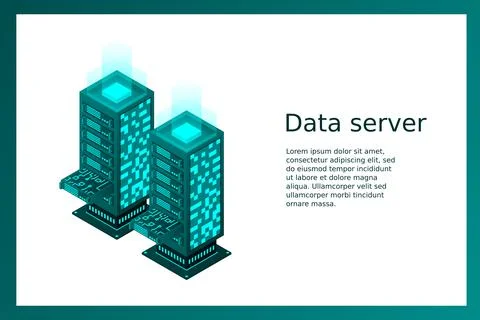 Datacenter isometric vector illustration. Abstract 3d hosting server or data  Stock Illustration