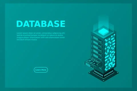 Datacenter isometric vector illustration. Abstract 3d hosting server or data  イラスト素材