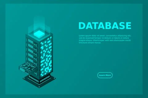 Datacenter isometric vector illustration. Abstract 3d hosting server or data  Stock Illustration
