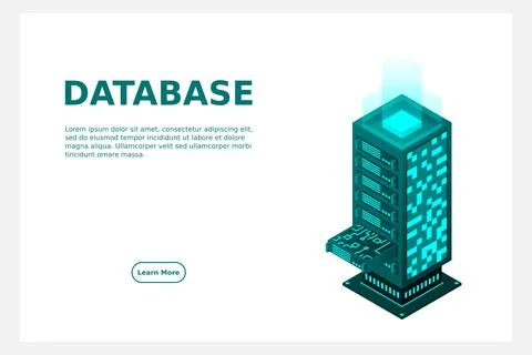 Datacenter isometric vector illustration. Abstract 3d hosting server or data  스톡 일러스트