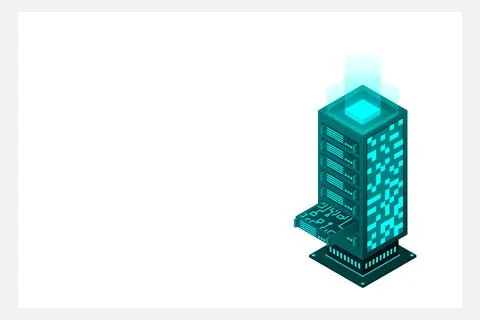 Datacenter isometric vector illustration. Abstract 3d hosting server or data  Stock Illustration