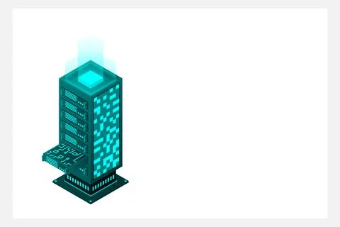 Datacenter isometric vector illustration. Abstract 3d hosting server or data  Stockillustratie