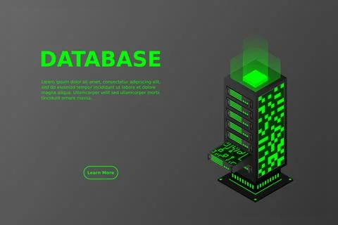 Datacenter isometric vector illustration. Abstract 3d hosting server or data  Stock Illustration