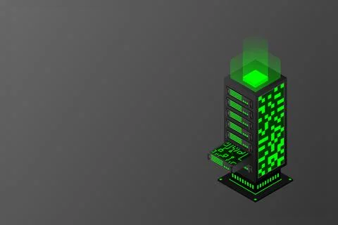 Datacenter isometric vector illustration. Abstract 3d hosting server or data  Stock Illustration