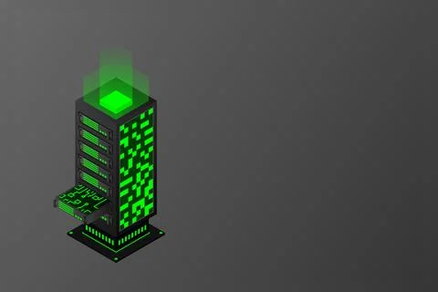 Datacenter isometric vector illustration. Abstract 3d hosting server or data  Stock Illustration