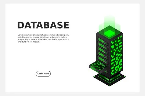 Datacenter isometric vector illustration. Abstract 3d hosting server or data  Stock Illustration