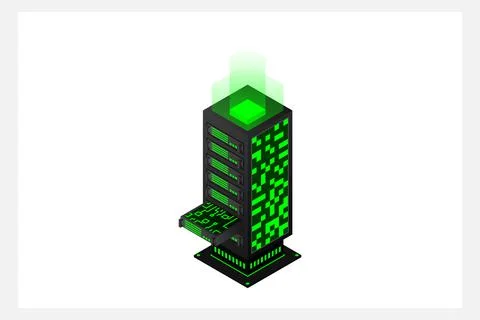 Datacenter isometric vector illustration. Abstract 3d hosting server or data  Stock Illustration