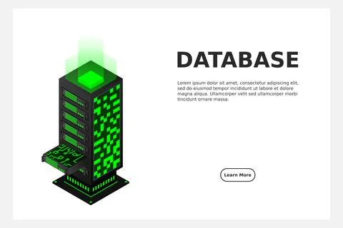 Datacenter isometric vector illustration. Abstract 3d hosting server or data  Stockillustratie
