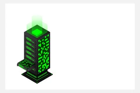 Datacenter isometric vector illustration. Abstract 3d hosting server or data  Stockillustratie
