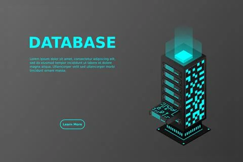 Datacenter isometric vector illustration. Abstract 3d hosting server or data  Stock Illustration