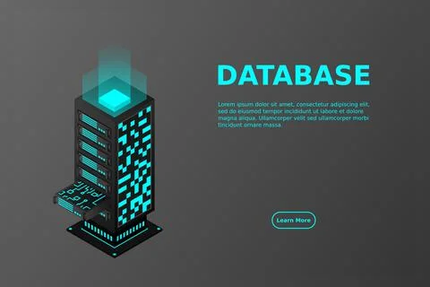 Datacenter isometric vector illustration. Abstract 3d hosting server or data  Stock Illustration