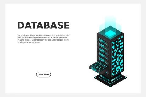 Datacenter isometric vector illustration. Abstract 3d hosting server or data  イラスト素材