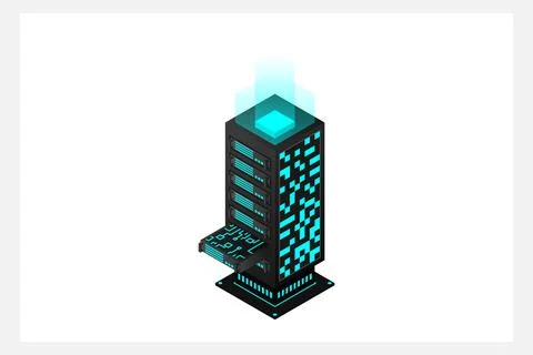 Datacenter isometric vector illustration. Abstract 3d hosting server or data  Stock Illustration