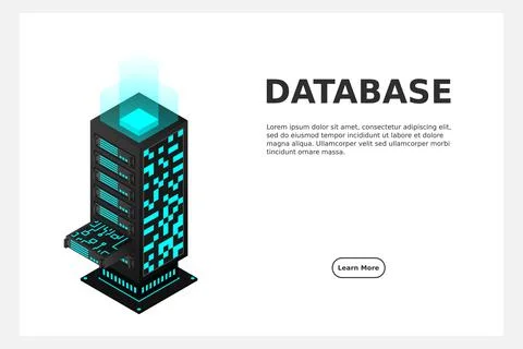 Datacenter isometric vector illustration. Abstract 3d hosting server or data  스톡 일러스트