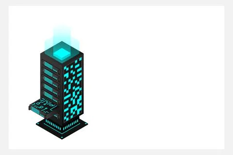 Datacenter isometric vector illustration. Abstract 3d hosting server or data  Stock Illustration