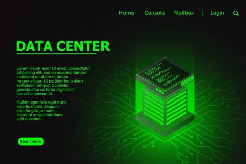 Datacenter isometric vector illustration. Computer storage or farming worksta Stock Illustration