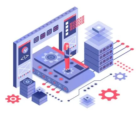 Datacenter isometric vector illustration Stock Illustration