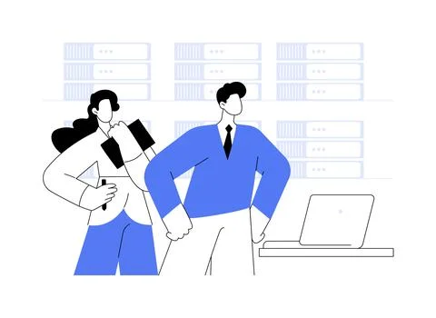 Datacenter manager abstract concept vector illustration. Illustrazione stock