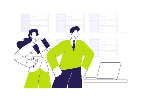 Datacenter manager abstract concept vector illustration. Illustrazione stock