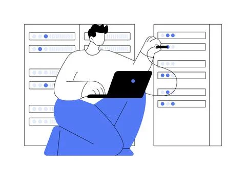 Datacenter network infrastructure isolated cartoon vector illustrations. Ilustración de archivo