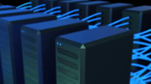 Datacenter network server computer cloud computing database 3D video 動画素材 159447391