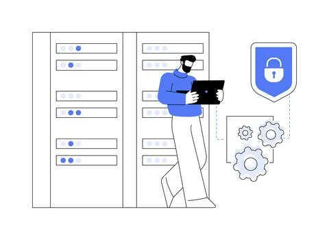 Datacenter security isolated cartoon vector illustrations. 스톡 일러스트