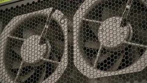 Datacenter Server Cooling Fans Stops Turning Stock Footage 170371488