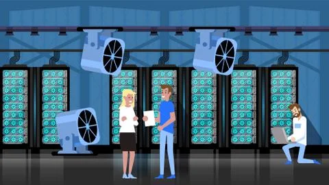Datacenter Server Room. Cloud Storage Rack Cluster Stock Illustration