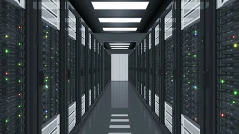 Datacenter Server Room Flying Through. Abstract Looped 3d Animation of Computer Video stock 95551317