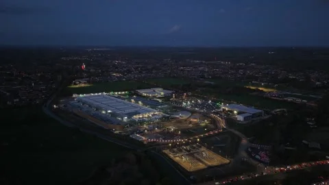 Datacentre computing center in Waltham Cross, United Kingdom at night. Video stock 320631001