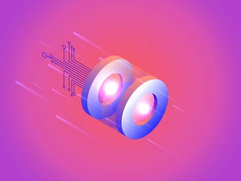 Datacore center concept based isometric poster or web template design. Illustrazione stock