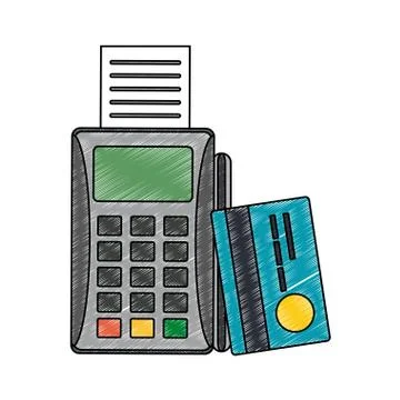 Dataphone and credit card scribble Stock Illustration