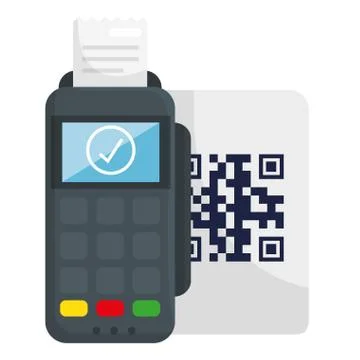 Dataphone and qr code over paper vector design Illustrazione stock