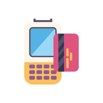 Dataphone processing credit card payment using nfc technology Stock Illustration